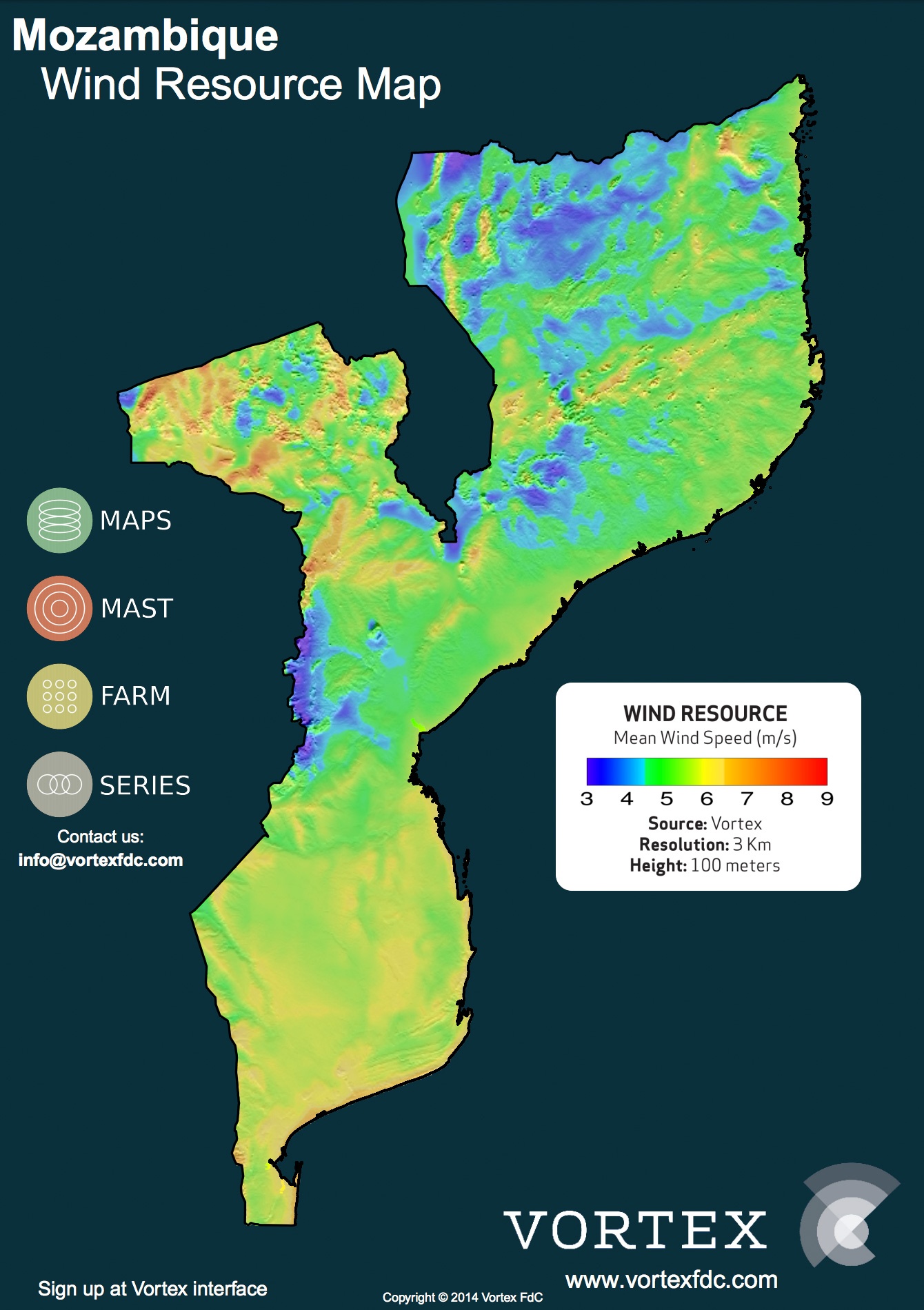 Mozambique Wind Map